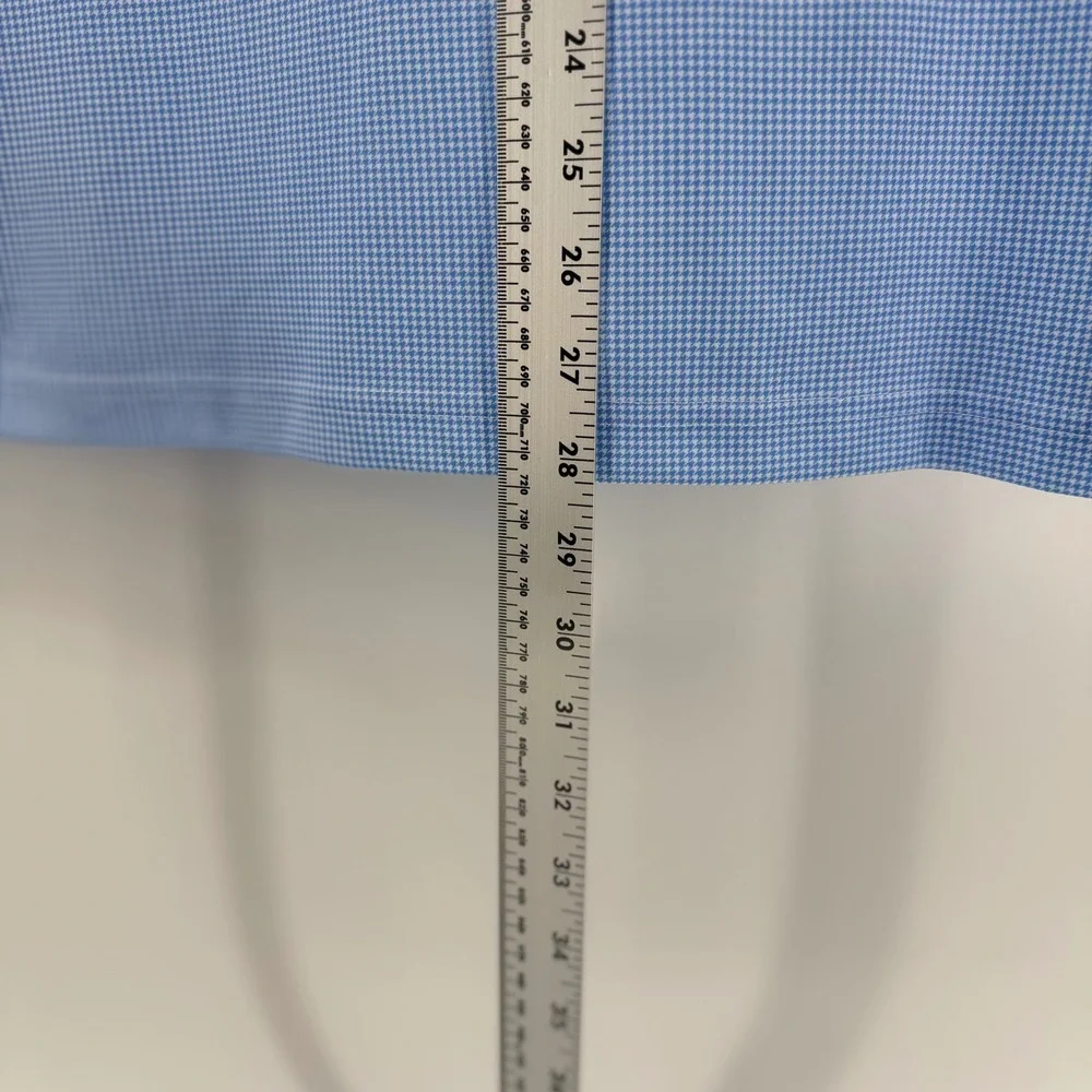 Collars & Co Mens Small Blue Houndstooth Short Sleeve English Spread Collar Polo